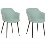 Beliani Conjunto de 2 Cadeiras de Jantar Estofadas em Tecido Verde Menta com Pernas Pretas para Sala Ou Cozinha de Estilo Retro 43x45x82 - 4255664842572