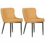 Beliani Conjunto de 2 Cadeiras Estofadas em Poliéster Amarelo Confortáveis para Sala de Jantar Ou Sala de Estar 52x62x82 - 4255664841100
