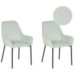Beliani Conjunto de 2 Cadeiras de Jantar em Tecido Verde Menta com Pernas Pretas Estilo Retro Glamour 56x59x89 - 4251682248792