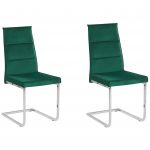 Beliani Conjunto de 2 Cadeiras Estofadas em Veludo Verde com Estrutura Cromada para Sala Design Retro 44x57x96 - 4251682236089