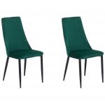 Beliani Conjunto de 2 Cadeiras de Jantar em Veludo Verde Assento Estofado com Encosto Alto 47x58x96 - 4260624115115