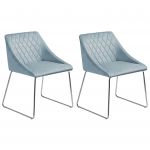 Beliani Conjunto de 2 Cadeiras de Sala de Jantar em Veludo Azul Claro e Pernas de Metal com Design Retro 55x57x79 - 4260624114842