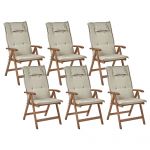 Beliani Conjunto de 6 Cadeiras de Jardim em Madeira Escura de Acácia Reclináveis e Dobráveis para Pátio e Uso Ao Ar Livre 54x69x105 - 4255664838537