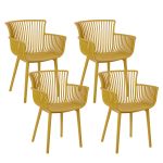 Beliani Conjunto de 4 Cadeiras em Plástico Amarelo Apoio de Braços Estilo Minimalista 58x45x84 - 4251682282017