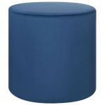 Beliani Pufe Azul Escuro em Veludo Cilíndrico com 46 cm de Altura Estilo Moderno 47x47x46 - 4251682225663
