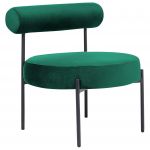 Beliani Cadeira sem Braços Estofada em Veludo Verde Assento Redondo Encosto Design Vintage Estrutura Metálica Preta 60x60x66 - 4255664824820