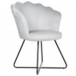 Beliani Cadeira sem Braços Estofos em Veludo Cinzento Encosto em Concha Design Clássico Vintage Estrutura Metálica Preta 67x70x86 - 4255664824882