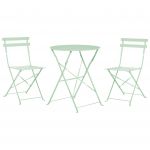 Beliani Conjunto de Jardim em Aço Pintado em Verde com 2 Cadeiras e Mesa Dobráveis Design Minimalista Simples 60x60x72 - 4251682261036
