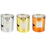 Beliani Conjunto de 3 Velas Perfumadas Multicolor 100% de Soja com Fragrância de Torta de Maça Golden/jasmim/sol de Inverno Metallic Glamour 7x7x9 - 4255664834416