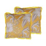 Beliani Conjunto de 2 Almofadas Decorativas Amarelas com Animal Estampado 45 X 45 cm Acessório de Decoração Glamour Moderna 45x45x12 - 4251682263610