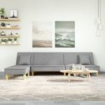 Sofá com Cama Amy Chaise Longue em Tecido Cinzento Claro Design Moderno