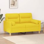 Sofá Sofá Leiria de 2 Lugares de 120 cm em Tecido Amarelo Design Nórdico