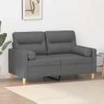 Sofá Sofá Leiria de 2 Lugares de 120 cm em Tecido Cinzento Escuro Design Nórdico