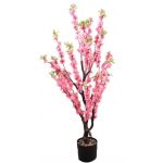 Planta Artificial com Vaso Flor de Cerejeira Rosa 130 cm