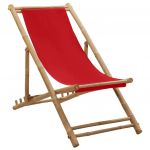vidaXL Cadeira de Terraço Bambu e Lona Vermelho