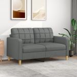 Sofá vidaXL Sofá de 2 Lugares Vilamoura em Tecido Cor Cinzento Escuro 158x77x80 cm Assento, Apóios de Braços e Encosto Fortemente Acolchoados Design Nórdico