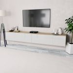 Móvel de TV de Parede Cardani de 240 cm Branco Brilhante/carvalho Design Moderno