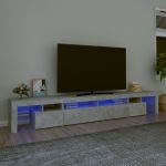 Móvel de TV Phila com Luzes led 260 cm Cinzento Cimento Design Moderno