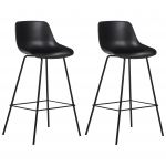Beliani Conjunto de 2 Cadeiras de Bar Emmet de Material Sintético Preto 49x47x100