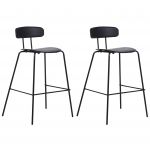 Beliani Conjunto de 2 Cadeiras de Bar Sibley de Material Sintético Preto 53x52x95