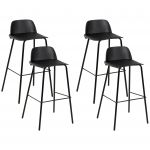 Beliani Conjunto de 4 Cadeiras de Bar Mora de Material Sintético Preto 48x35x90