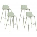 Beliani Conjunto de 4 Cadeiras de Bar Mora de Material Sintético Verde 48x35x90