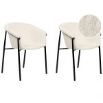 Beliani Conjunto de 2 Cadeiras de Refeição com Assento Fundo Ames de Bouclé Branco 59x56x80