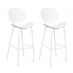 Beliani Conjunto de 2 Cadeiras de Bar Shonto de Polipropileno Branco 52x48x116