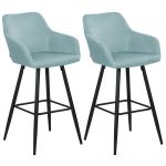 Beliani Conjunto de 2 Cadeiras de Bar Casmalia de Veludo Azul 50x55x104