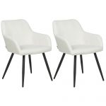 Beliani Conjunto de 2 Cadeiras de Refeição Modernas Casmalia de Veludo Branco 59x62x78