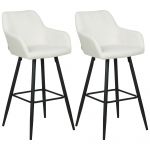 Beliani Conjunto de 2 Cadeiras de Bar Casmalia de Veludo Branco 50x55x104