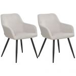 Beliani Conjunto de 2 Cadeiras de Refeição Modernas Casmalia de Veludo Creme 59x62x78