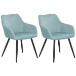 Beliani Conjunto de 2 Cadeiras de Refeição Modernas Casmalia de Veludo Azul 59x62x78