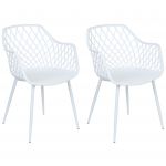 Beliani Conjunto de Cadeiras de Jantar de Estilo Escandinavo Nashua Ii de Material Sintético Branco 50x51x86