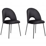 Beliani Conjunto de 2 Cadeiras de Refeição Retro Covelo de Veludo Preto 46x45x84