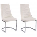Beliani Cadeiras Cantiléver com Estrutura Cromada Altoona de Veludo Branco 46x58x96