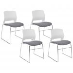 Beliani Conjunto de Cadeiras de Conferência Modernas sem Repousa-braços Galena de Poliéster Branco 49x51x82