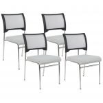Beliani Conjunto de Cadeiras de Conferência sem Repousa-braços Sedalia de Poliéster Cinzento 47x52x82