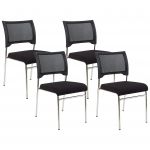 Beliani Conjunto de Cadeiras de Conferência sem Repousa-braços Sedalia de Poliéster Preto 47x52x82