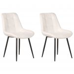 Beliani Cadeiras Luxuosas em Veludo Melrose de Veludo Branco 55x61x85