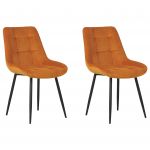 Beliani Cadeiras Luxuosas em Veludo Melrose de Veludo Laranja 55x61x85