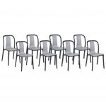 Beliani Conjunto de 8 Cadeiras de Jardim Empilháveis Spezia de Material Sintético Cinzento 42x49x89