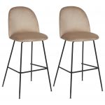Beliani Conjunto de 2 Cadeiras de Bar Arcola de Veludo Creme 52x54x114