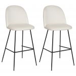 Beliani Conjunto de 2 Cadeiras de Bar Arcola de Veludo Branco 52x54x114