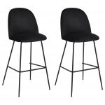 Beliani Conjunto de 2 Cadeiras de Bar Arcola de Veludo Preto 52x54x114