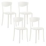 Beliani Conjunto de 4 Cadeiras de Jantar Vieste de Material Sintético Branco 42x40x80