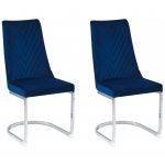 Beliani Cadeiras Cantiléver com Estrutura Cromada Altoona de Veludo Azul 46x58x96