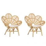 Beliani Conjunto de 2 Cadeiras Florentine de Rattan/vime Creme 95x68x107