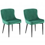 Beliani Conjunto de 2 Cadeiras para Sala de Jantar Solano de Veludo Verde 51x52x82