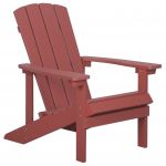 Beliani Cadeira de Jardim Adirondack de Madeira Plástica Vermelho 75x88x88